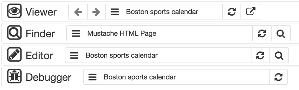 Heading Screenshot of Viewer, Finder, Editor, and Debugger