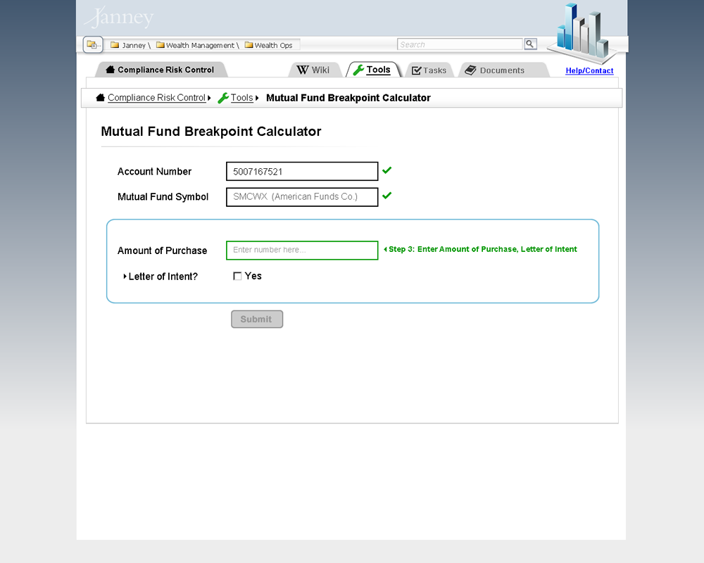 Form Step Three, Amount of Purpose input, no submit button visible.